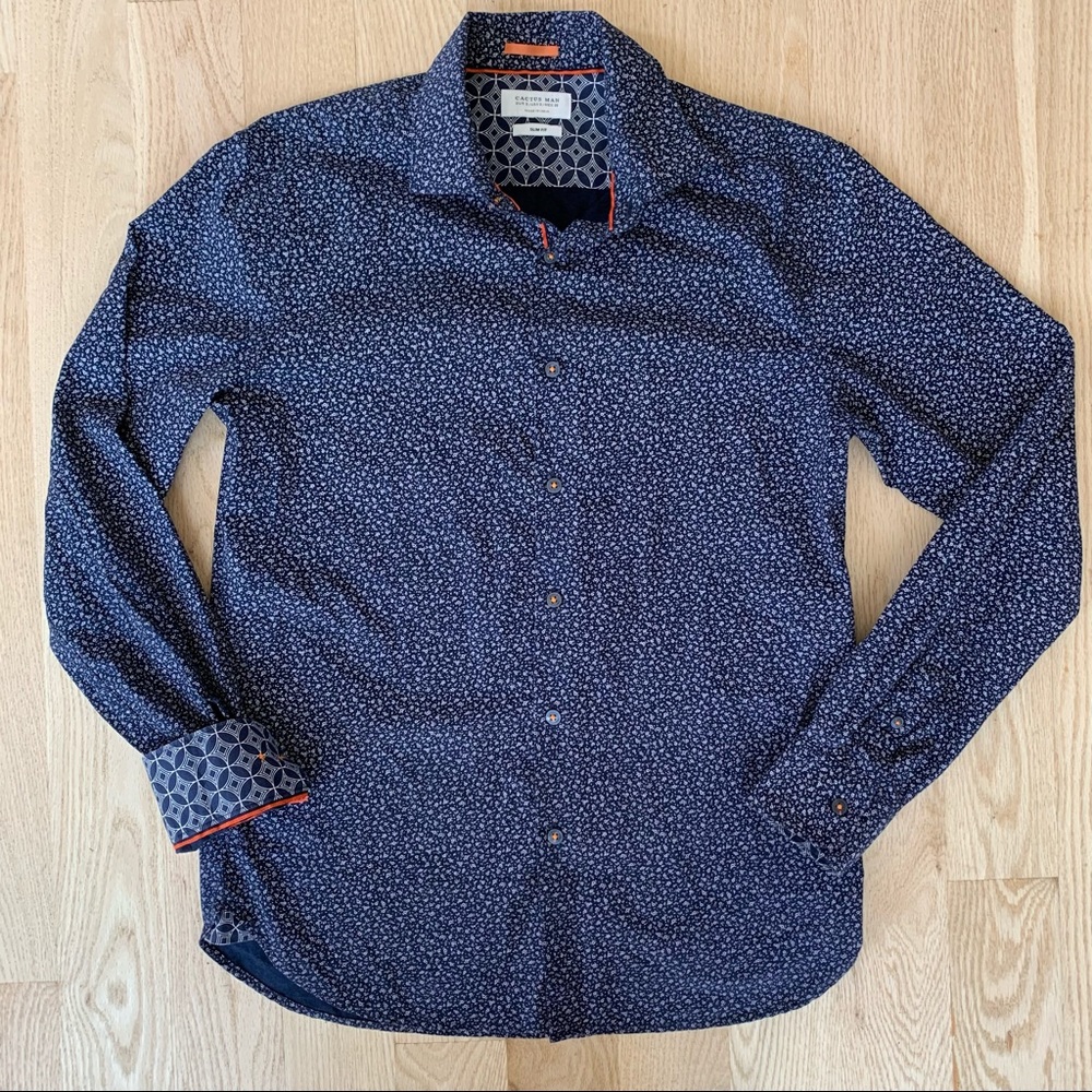 Cactus Man Blue Floral Shirt Slim Fit S